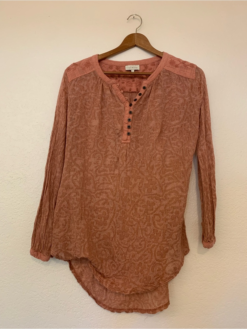Lot of 2: Lucky Brand 3/4 Sleeve Floral Paisley Bohemian Tops | L
